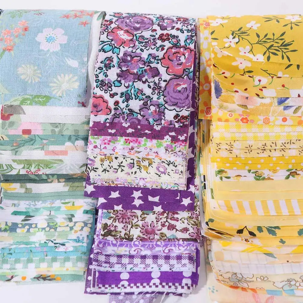 Floral Cotton Fabric Strips – 40 Pieces, 6.5 × 50 cm (2.56" × 19.69")