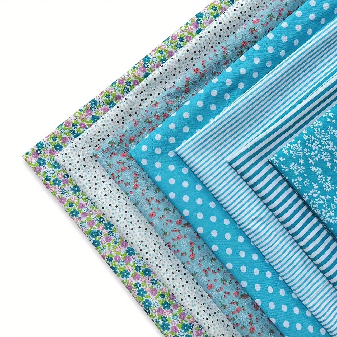 7-Piece Flower Print Cotton Fat Quarter Bundle — 20" x 20"