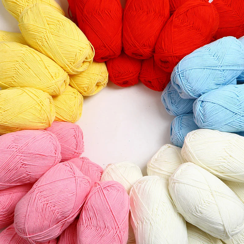 4-Ply Milk Cotton Knitting Yarn – 80% Cotton Blend | 40-50g Skein for Crochet, Sweaters & Amigurumi