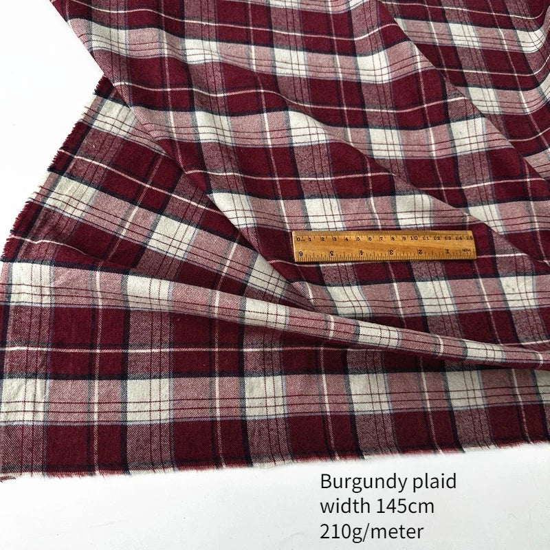 100% Cotton Brushed Plaid Fabric – Soft & Breathable | 145 cm Wide | Shirts, Dresses & Home Decor