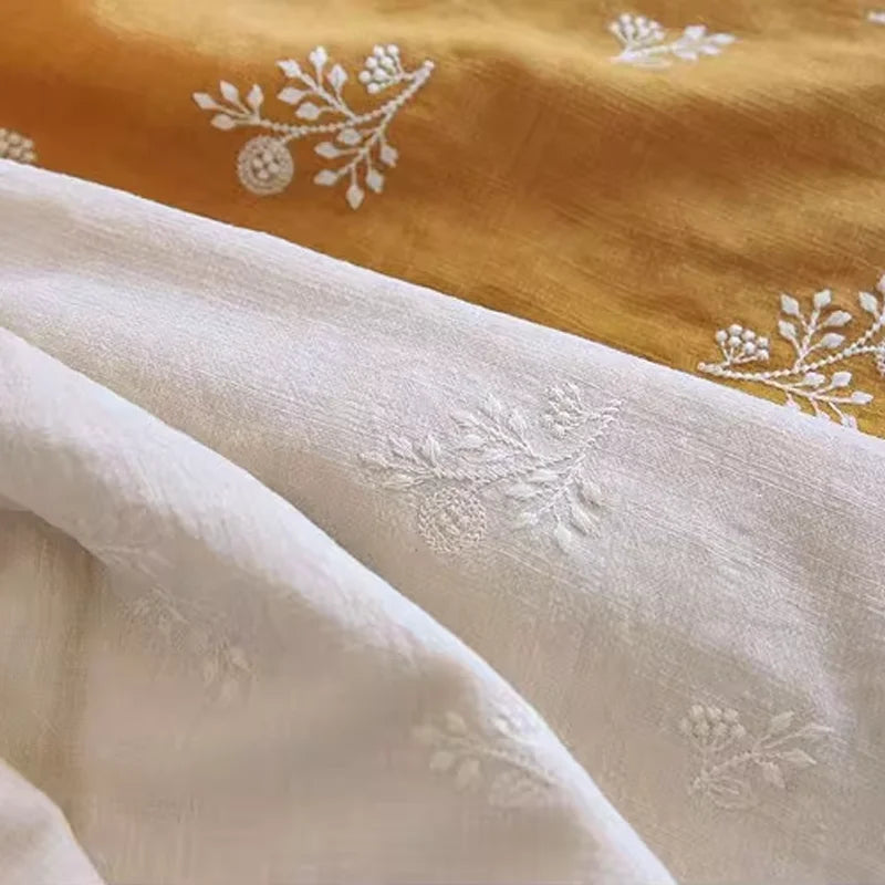 Embroidered Floral Poly-Cotton Fabric – 145cm Wide, Sold by 50cm – For Dresses, Quilting & DIY Clothing