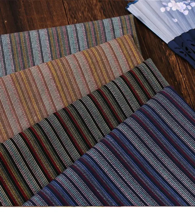 Yarn-Dyed Jacquard Striped Linen Cotton Fabric – 55" Wide, Sold by the Half Yard