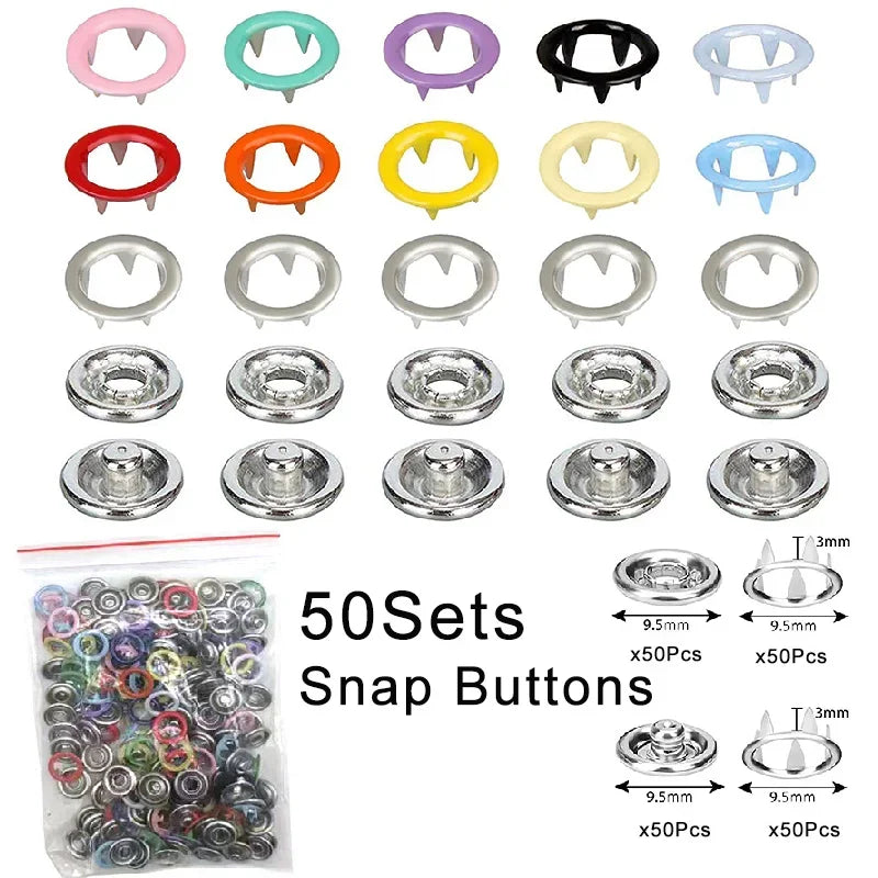 Metal Snap Fastener Kit with Pliers – 50 or 100 Sets