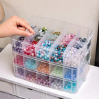 HOMEFISH 3-Layer Transparent Storage Box Stackable Storage Box Portable Craft Bead Plastic Box Jewelry Storage Box Storage Tray