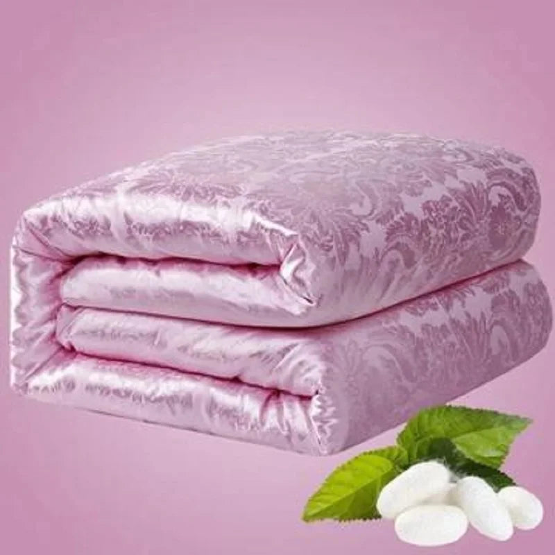 Natural Mulberry Silk Winter Quilt – 500TC Cotton Cover | Heavyweight Comforter Twin, Full, Queen & King