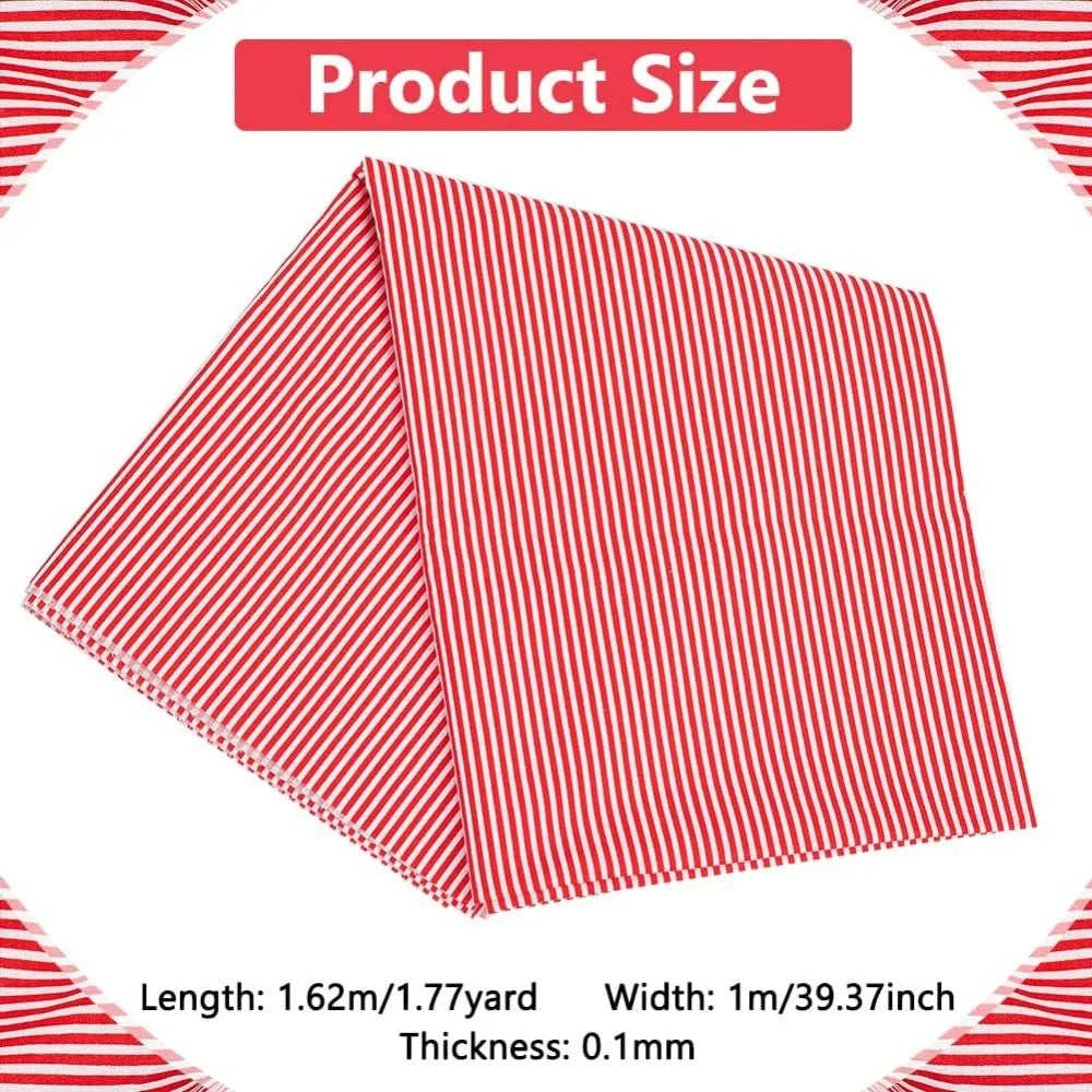 Red & White Striped Cotton Fabric | 1.7 Yards × 39" | Quilting & DIY Sewing