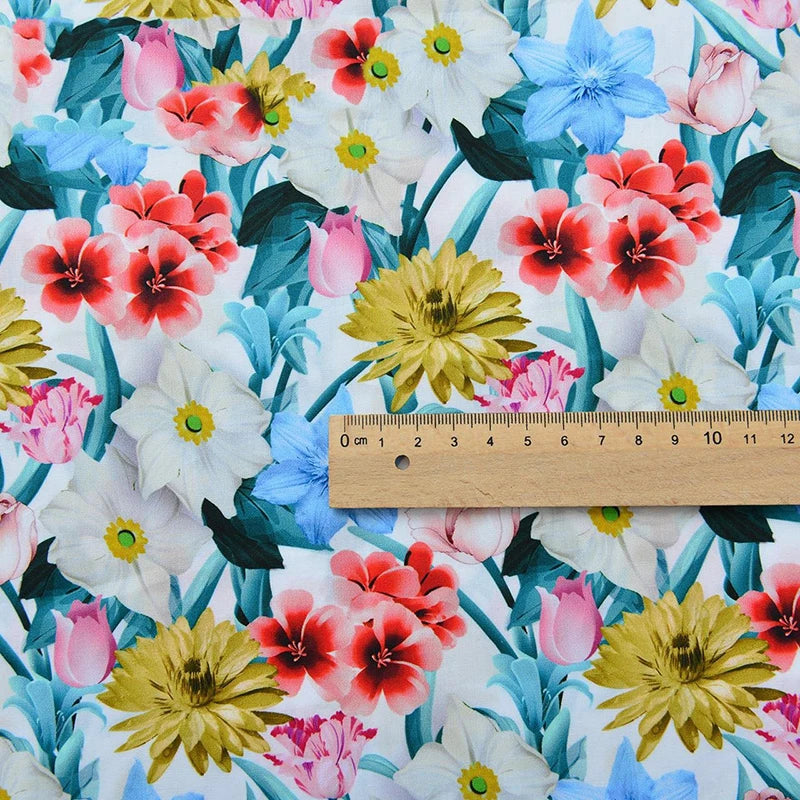 Fabric - 40 Precut Strips (6.35 X 49.78 cm) for Quilting And Sewing, 20 Floral Prints Assortment, 100% Material,