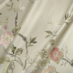 Tejido Jacquard de Satén Rama Floral — Mezcla de Poliéster/Algodón, 145cm (57") de Ancho | 100cm o 200cm