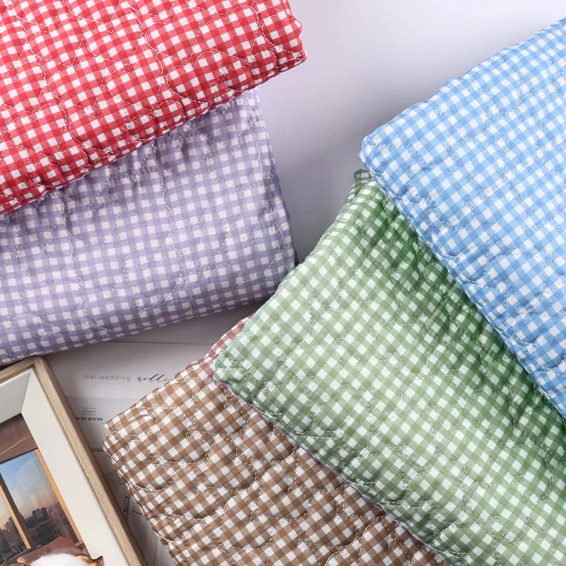 Pure Cotton Grid Quilted Fabric — Anti-Static, High-Absorbency | 0.5, 1 & 2 Yard Cuts