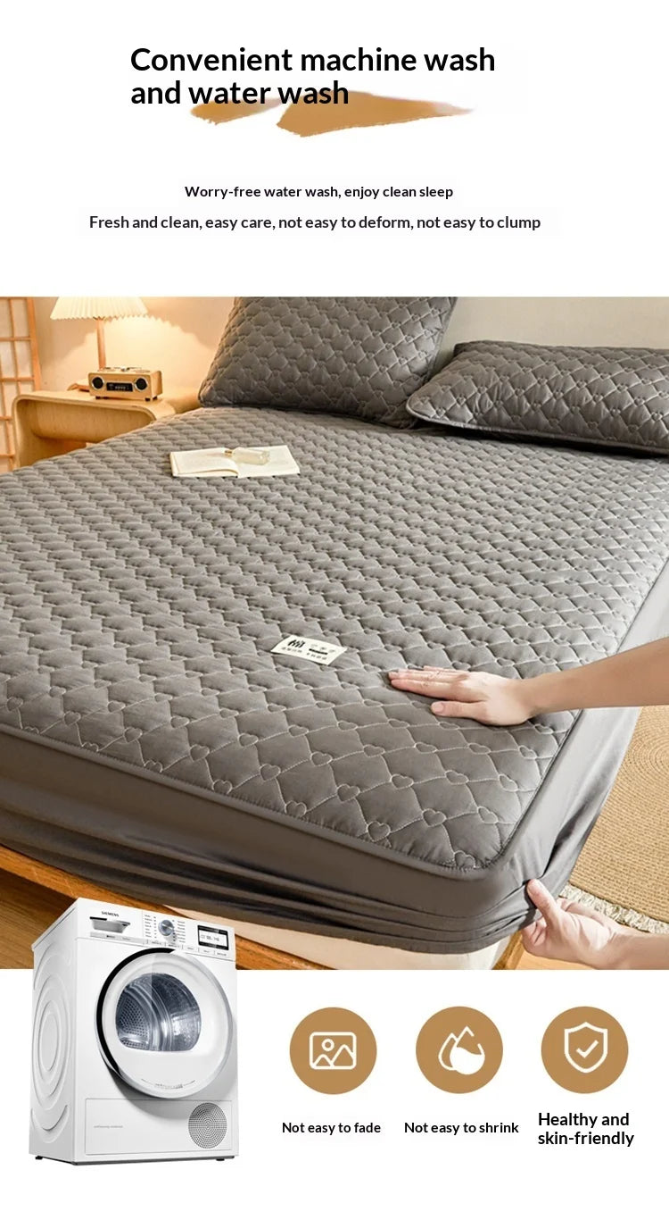 Feng Yu Qing 100% Cotton Quilted Fitted Sheet – 400TC Mattress Protector, Multiple Sizes