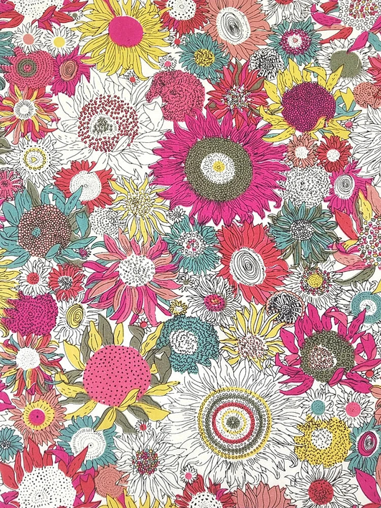 145cm Floral Cotton Poplin Fabric, 50cm Piece