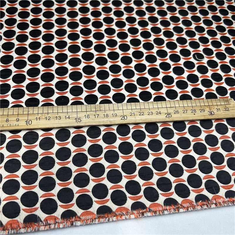 Black Polka Dot Brocade Fabric – 50% Cotton/50% Polyester, 145 cm Wide