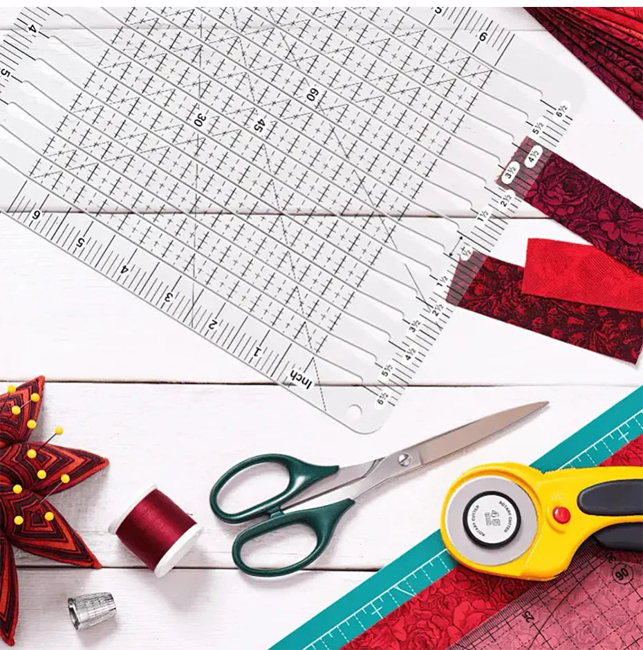 Slotted Acrylic Fabric Strip Cutting Ruler – Quilting Patchwork Template for Precise Strip Cuts