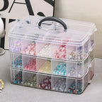 HOMEFISH 3-Layer Transparent Storage Box Stackable Storage Box Portable Craft Bead Plastic Box Jewelry Storage Box Storage Tray