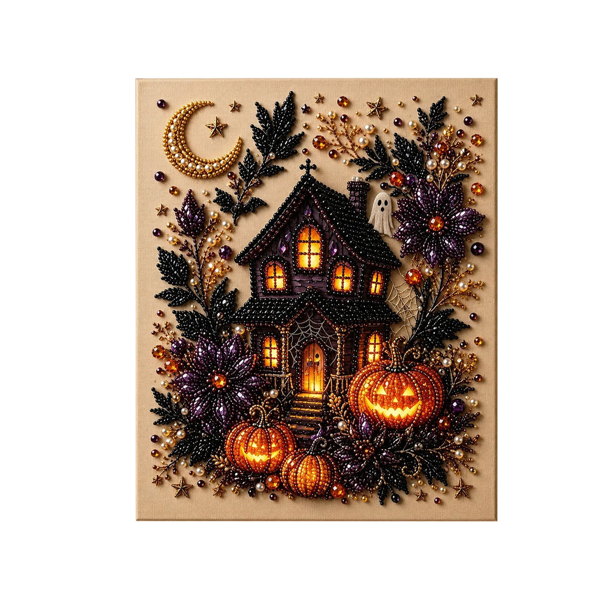 Halloween Diamond Art Kit – Pumpkin Design | 18x18cm (7.09"x7.09") Canvas
