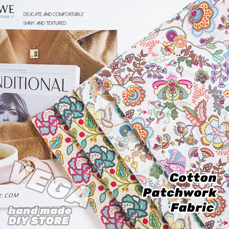 Fabric - 40 Precut Strips (6.35 X 49.78 cm) for Quilting And Sewing, 20 Floral Prints Assortment, 100% Material,