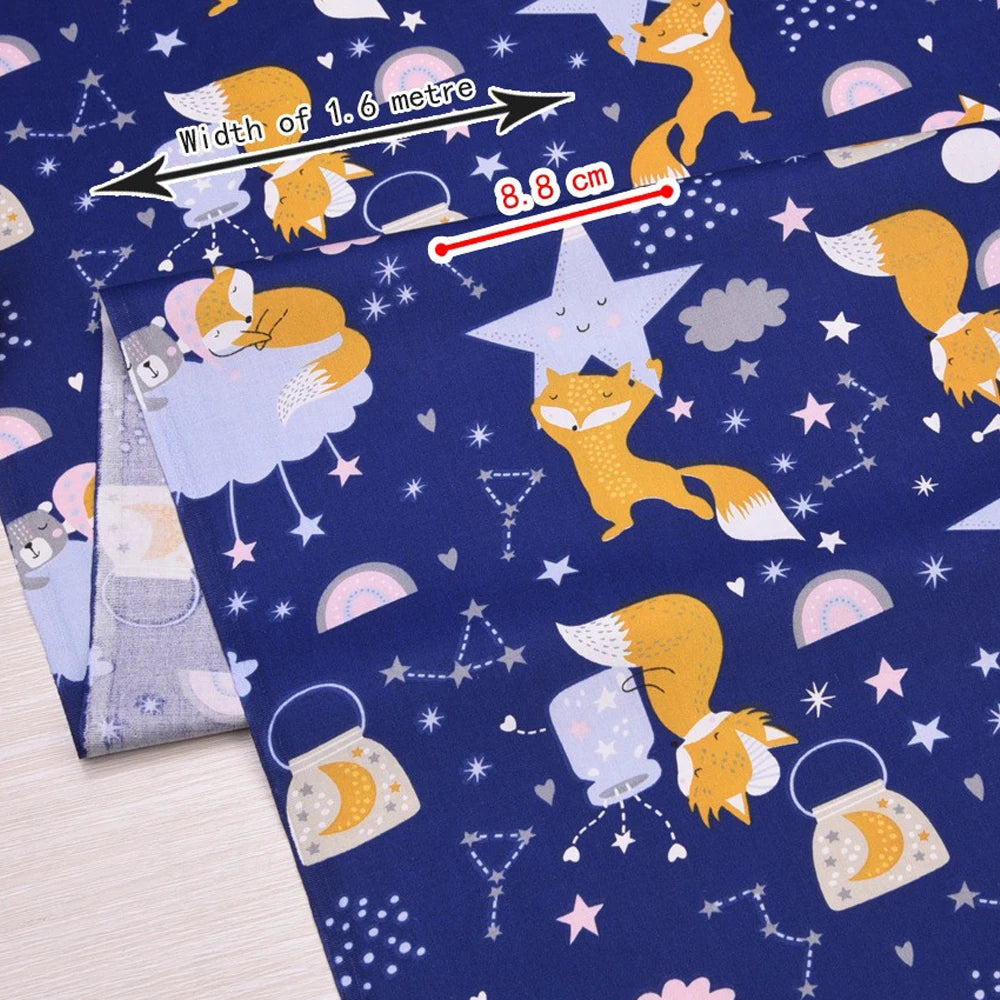 Fox Print 100% Cotton Twill Fabric – 63" Wide | Quilting, Patchwork, Baby & DIY Sewing (6 Pre-Cut Sizes)
