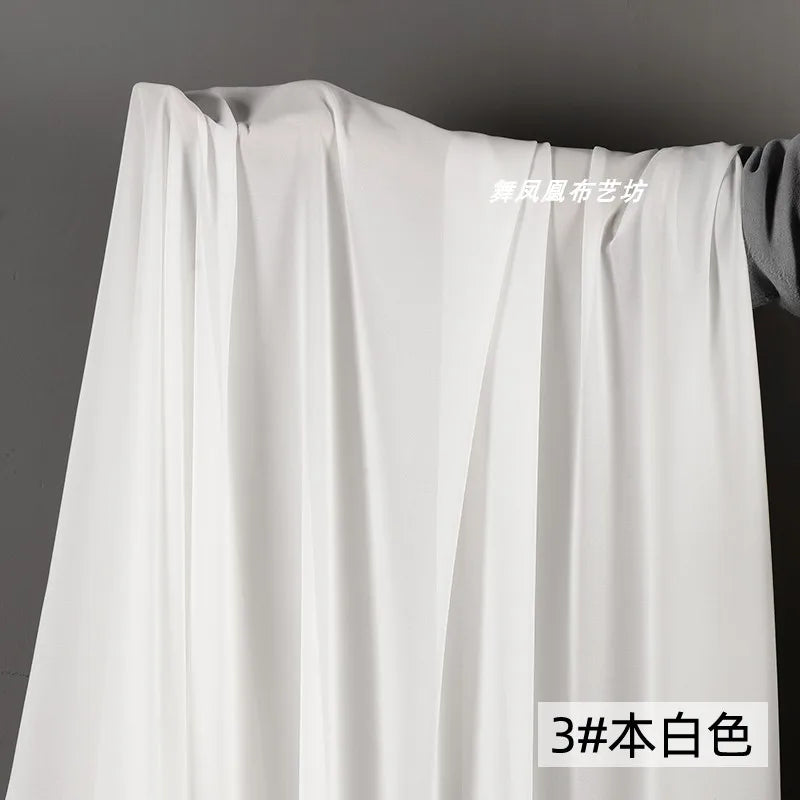 White Beaded Chiffon Fabric – Lightweight & Drapey | 146 cm Wide (57.5 in)