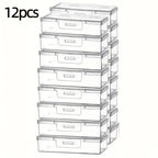 Cajas transparentes de plástico con tapas, 12 unidades | Contenedores organizadores multiusos para joyas
