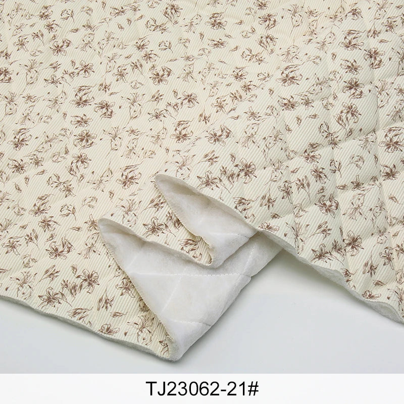 Pre-Quilted Floral Fabric – 59" Wide Polyester-Cotton Blend | Winter Coats, Bags & Home Décor (3 Lengths)