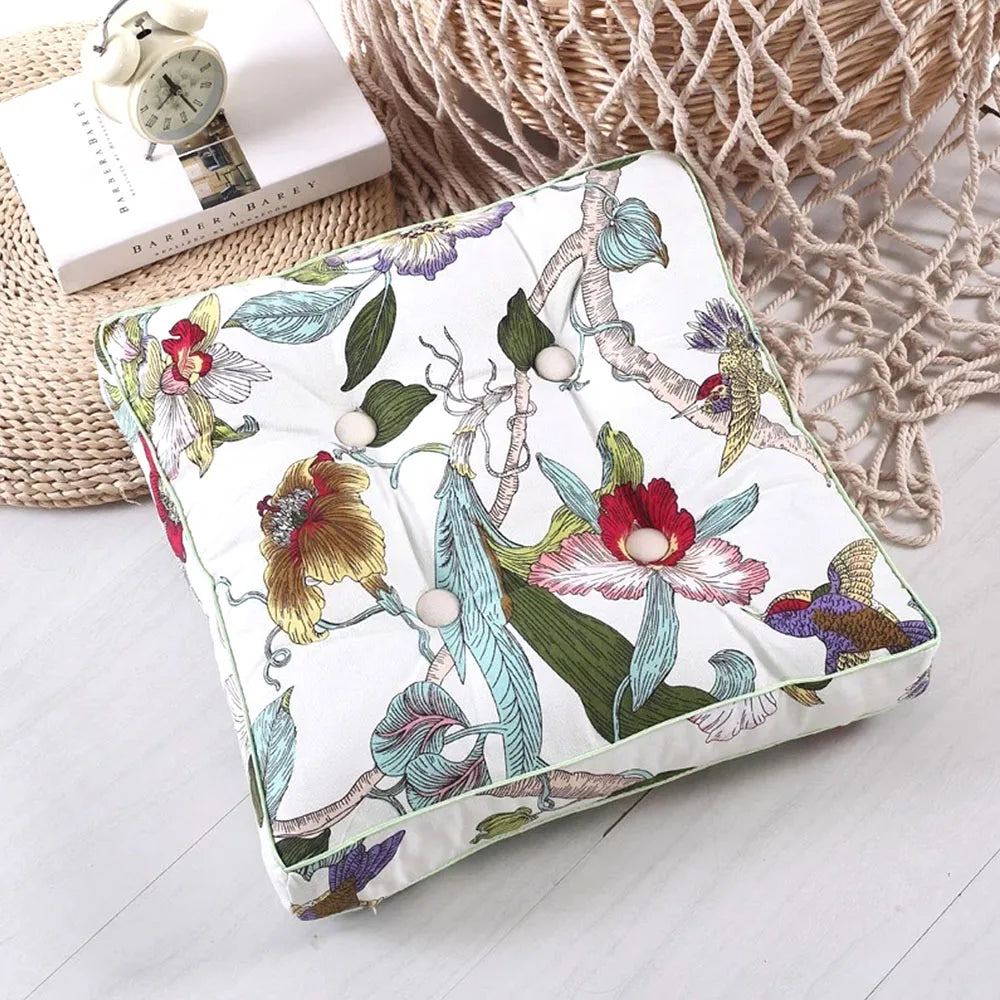 Floral & Bird Print Linen Cotton Fabric – Quilting, Patchwork & Home Décor (145cm Wide)