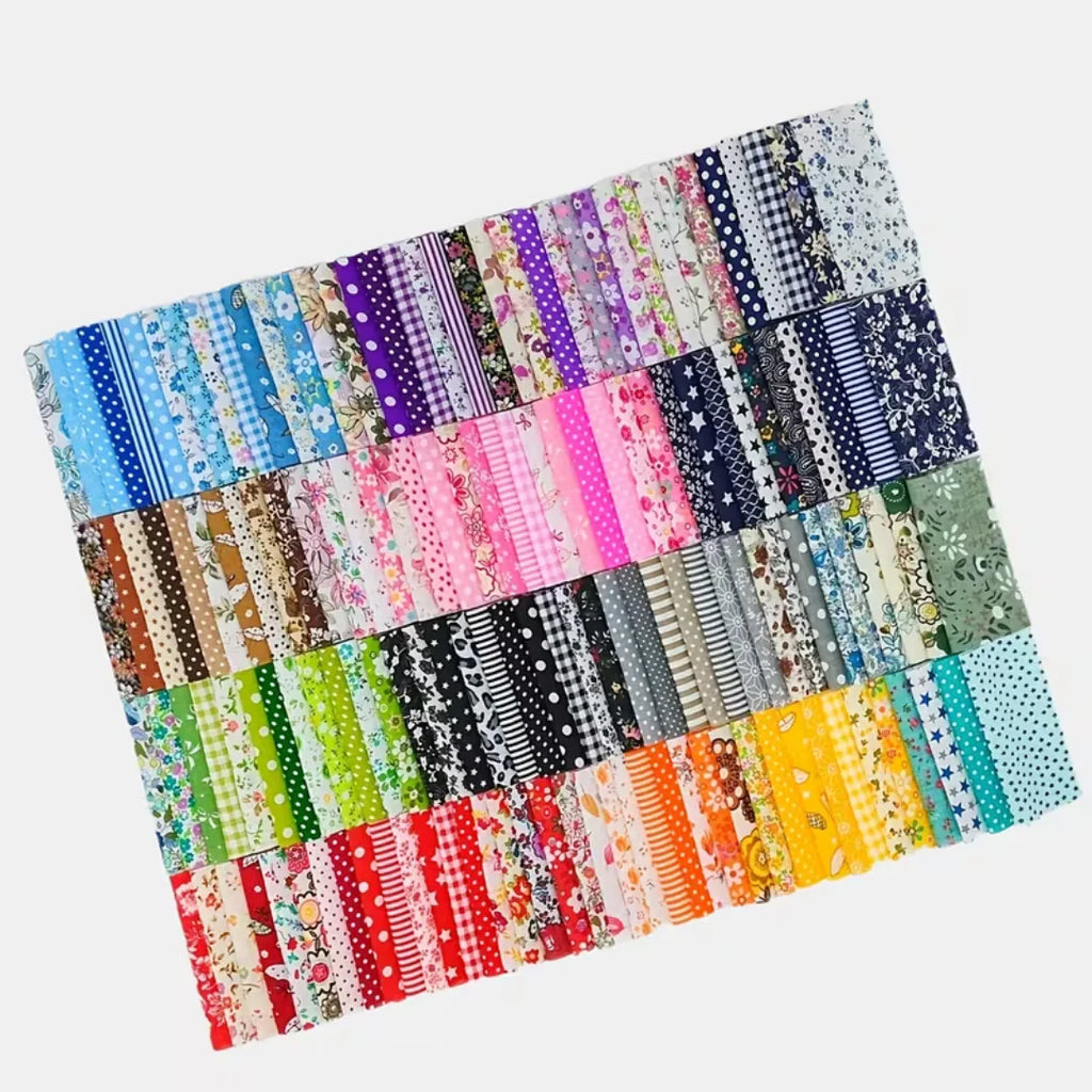 150 Pcs Colorful Precut Fabric Squares – 4" x 4" (10x10cm) for Quilting, Patchwork & Scrapbooking