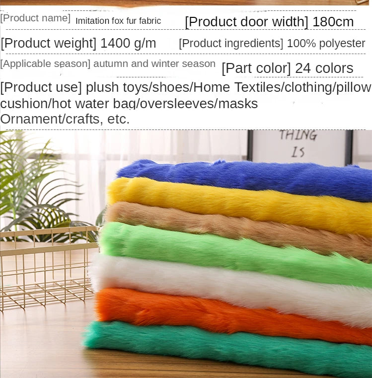 Faux Fur Plush Fabric – Thick 100% Polyester, 180cm Wide, Sold by the Meter – For Coats, Bags, Scarves & Winter Crafts