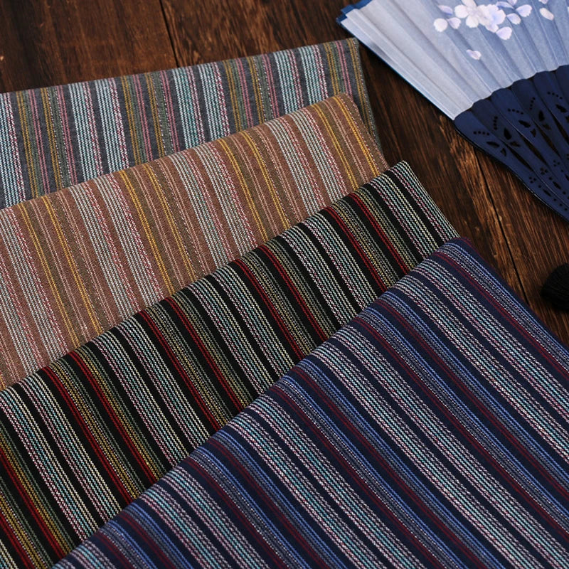 Yarn-Dyed Jacquard Striped Linen Cotton Fabric – 55" Wide, Sold by the Half Yard