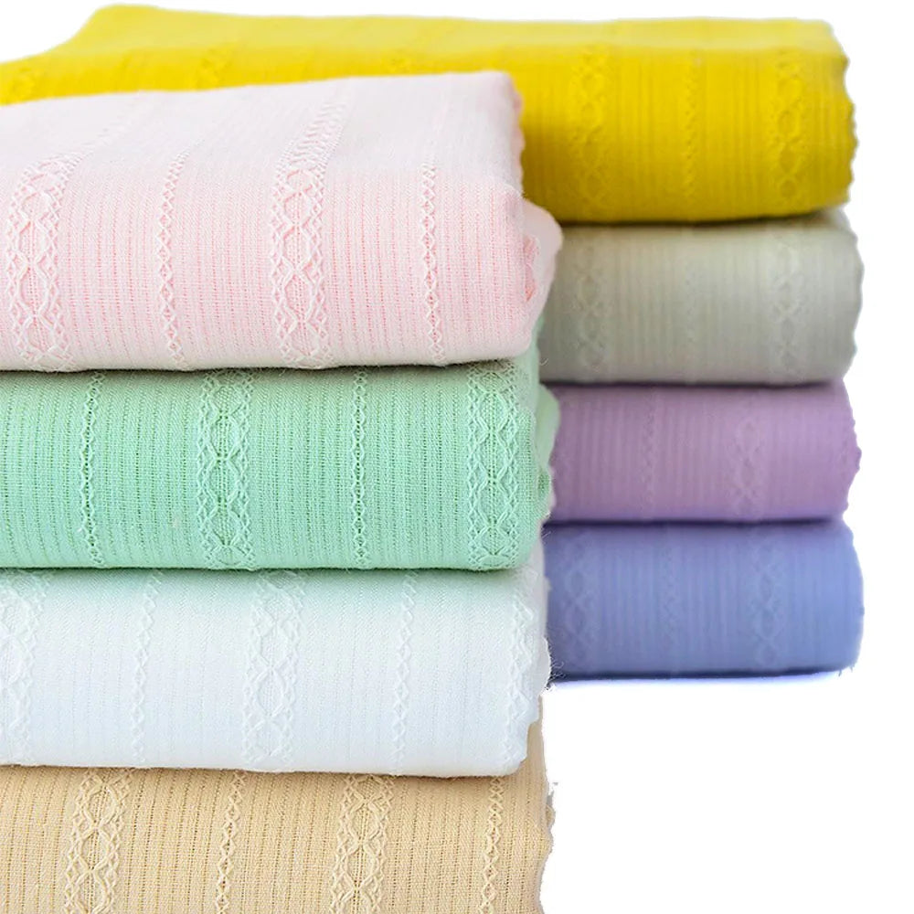 Soft Thin Jacquard 100% Cotton Fabric – 150cm Wide, Pastoral Style for Dresses, Pajamas & DIY