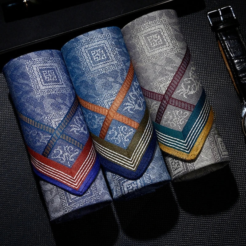 Cotton Jacquard Handkerchief – Elegant Printed Pattern | Soft & Sweat-Absorbing | 43x43cm