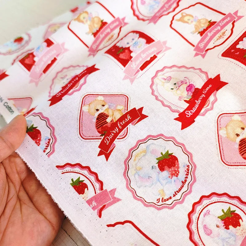 20S Cotton Cute Showa Kawaii Cat Deer Print Fabric DIY Quilting Needlework Material Sewing Dress Kids Clothes Fabrics