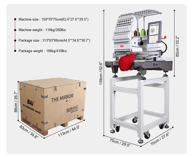 BAI Industrial 3D Bag Embroidery Machine – Single Head, 15 Colors, 1000 SPM
