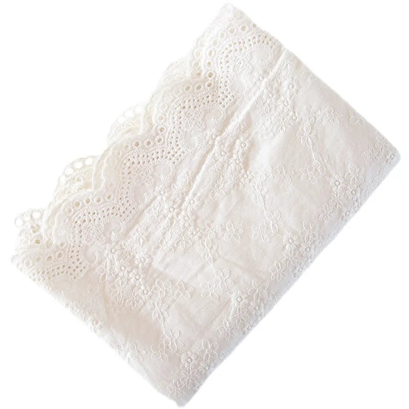 White Small Flower Embroidery Pure Cotton Fabric | 135cm Wide | Sold by the Meter