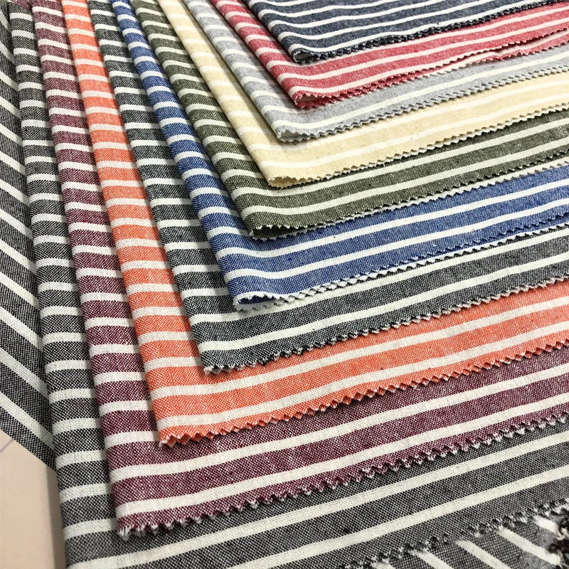 Striped Cotton Linen Fabric for Sewing & Home Décor | Sold by the Meter
