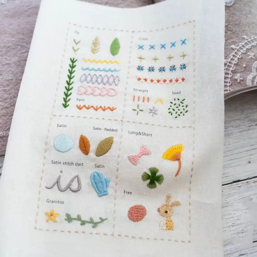 Creative Embroidery Stitch Book Kit – 6 Sheets with Stitch Instructions
