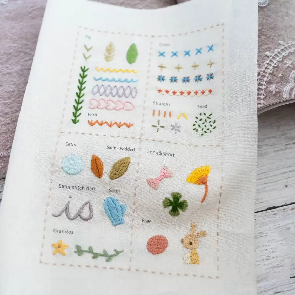 Creative Embroidery Stitch Book for Beginners – DIY Sewing Kit with Patterns, Thread & Tools