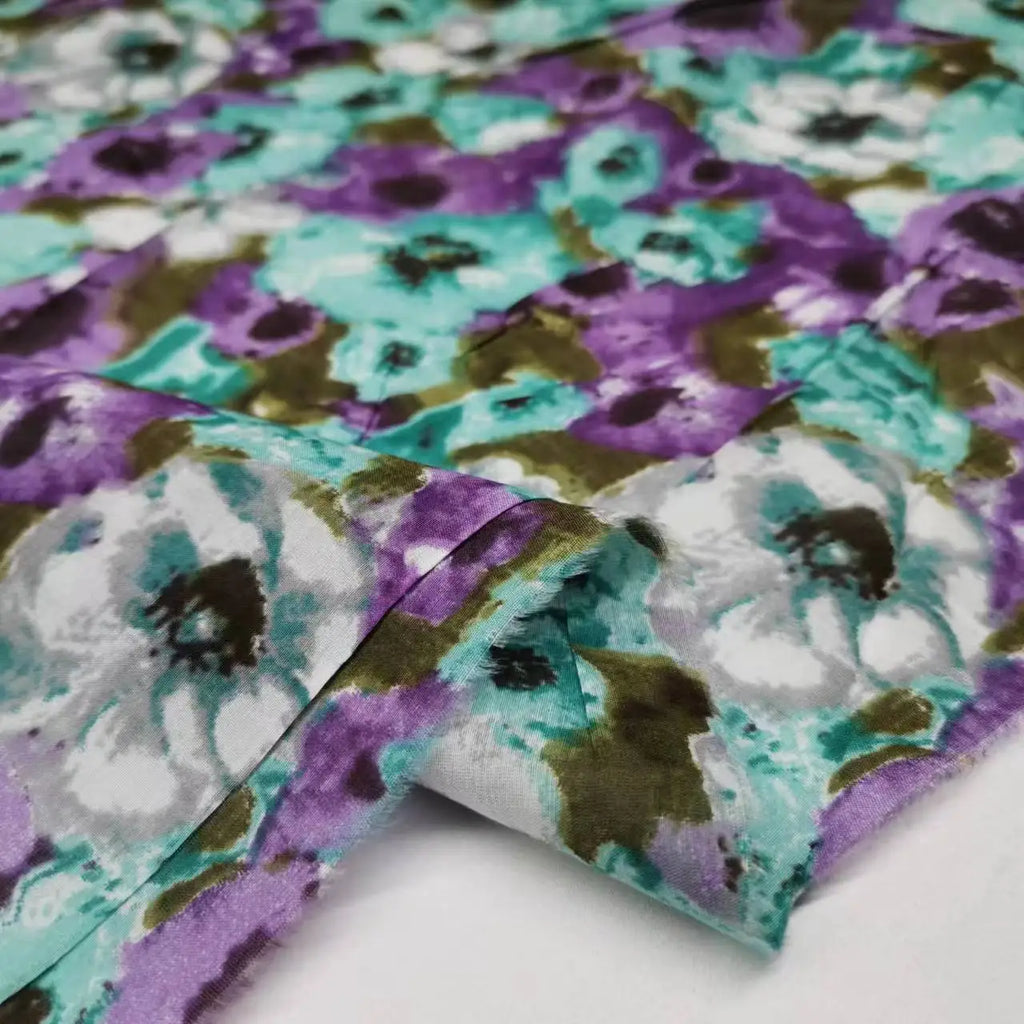 Floral Print Silk-Cotton Blend Fabric – 135cm Wide, 9-10mm | Dresses, Blouses & Luxury DIY Sewing