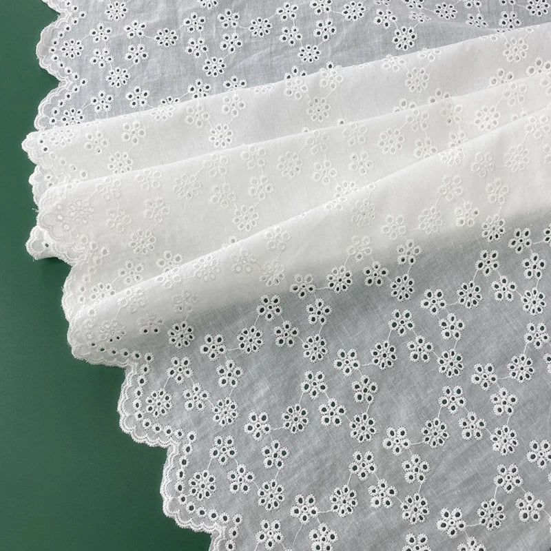 Floral Embroidery Cotton Lace Fabric | Hollow Out | 135cm Wide | Sold by the Yard