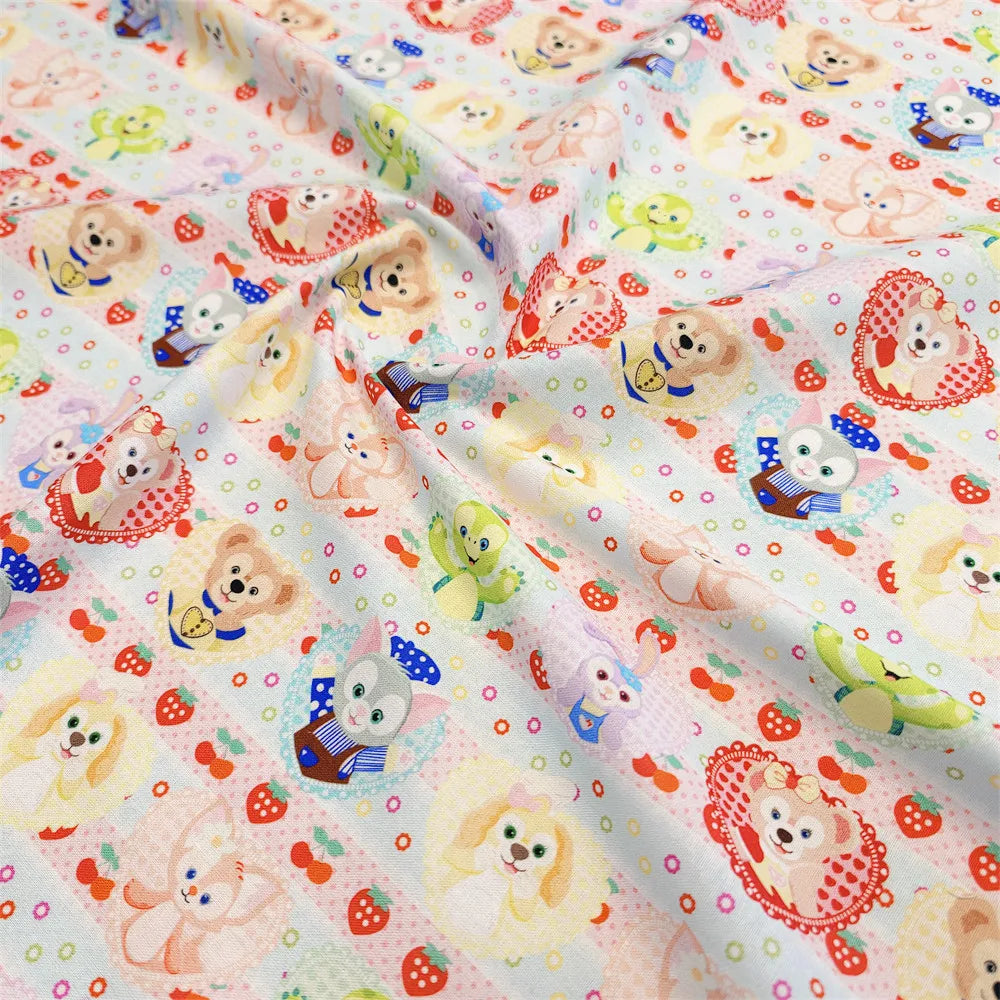 20S Cotton Cute Showa Kawaii Cat Deer Print Fabric DIY Quilting Needlework Material Sewing Dress Kids Clothes Fabrics