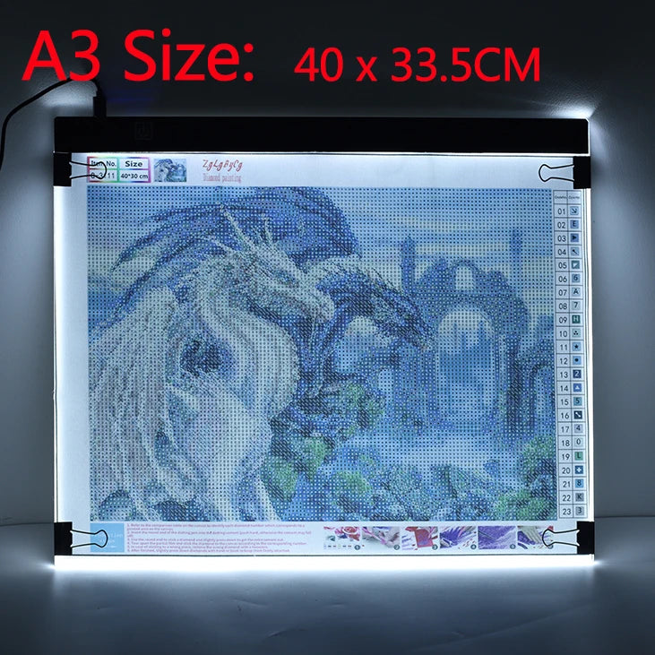 Almohadilla de luz LED para pintura de diamantes y bordado – Caja de luz de calco regulable de 3 niveles | A5, A4, A3