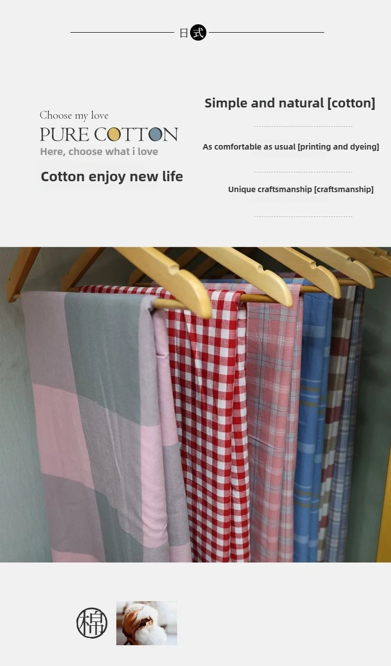 Washed Cotton Plaid Fabric | 100% Cotton | 250cm Wide | Sold by the Meter | 5 Colors
