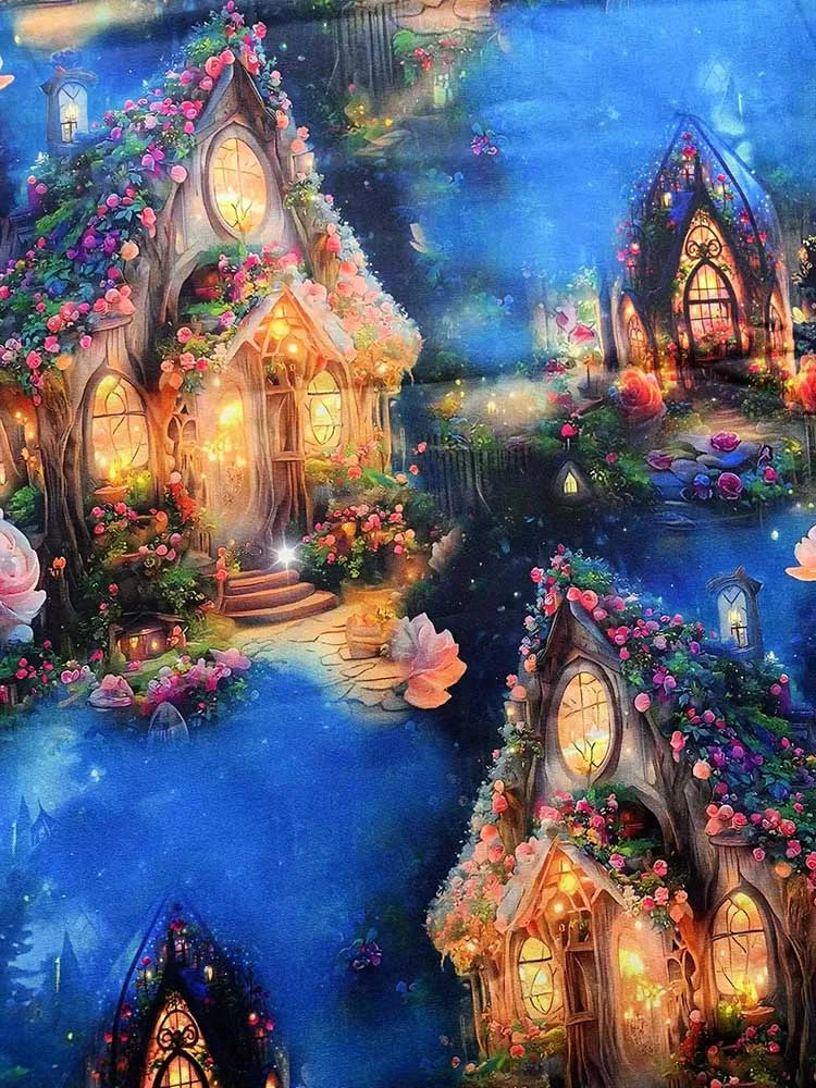 HD Digital Print Cotton Fabric | Fairy Tale Elf Design | Sold by Half Meter