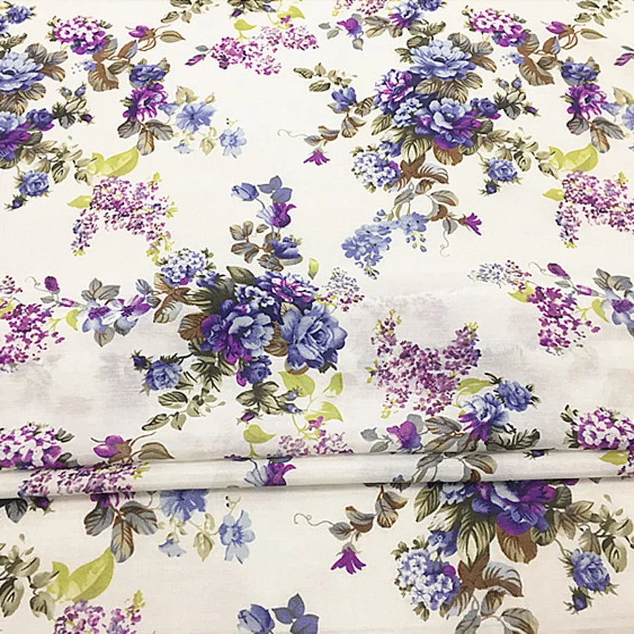 Floral Print Silk-Cotton Blend Fabric – 135cm Wide, 9-10mm | Dresses, Blouses & Luxury DIY Sewing