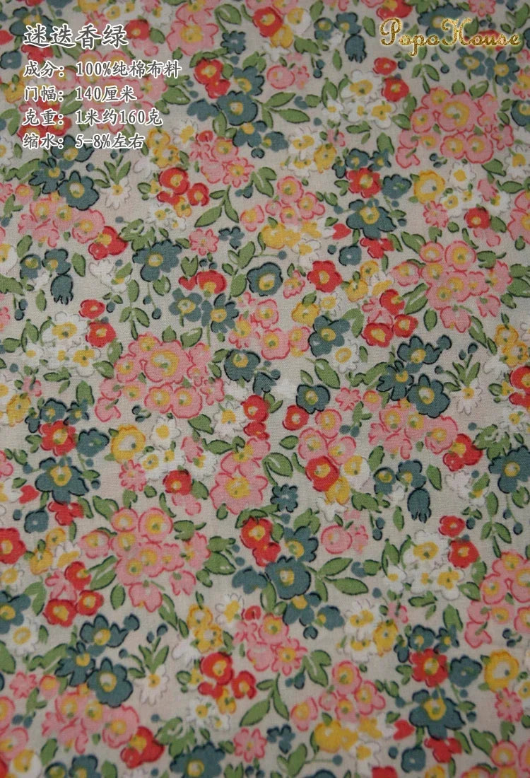 145cm Floral Cotton Poplin Fabric, 50cm Piece