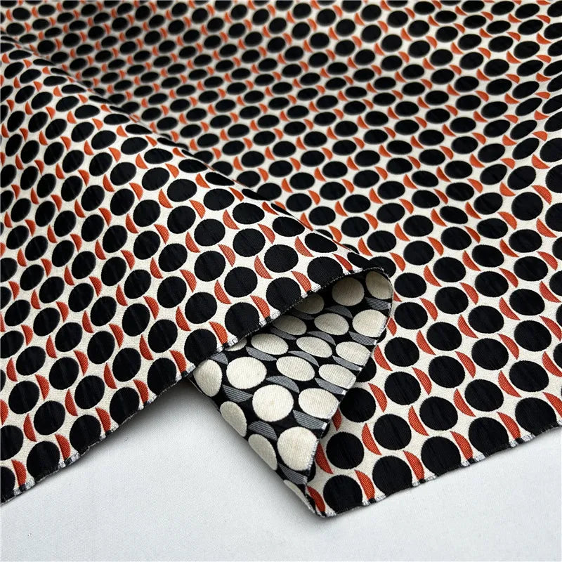 Black Polka Dot Brocade Fabric – 145cm Wide, 370g/m for Pants, Jackets & Fashion Clothing