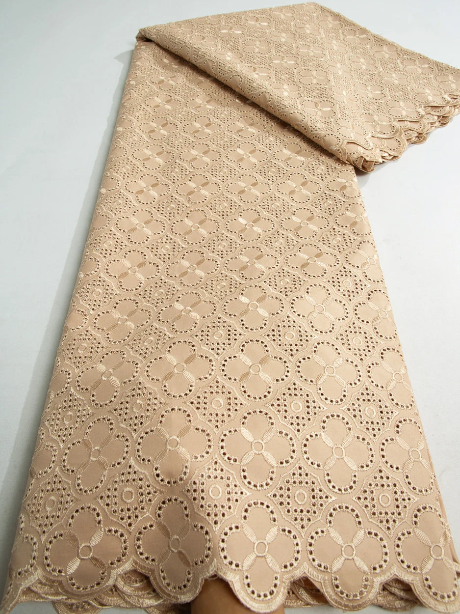 African Swiss Voile Cotton Lace Fabric – 5 Yards | Nigerian Embroidered Lace for Men’s & Women’s Clothing & DIY Sewing