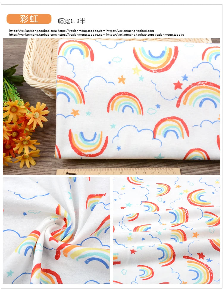 100% Cotton Knitted Print Fabric | 185 g/m² | 90×50cm | Baby Clothes, Bedding & Pajamas