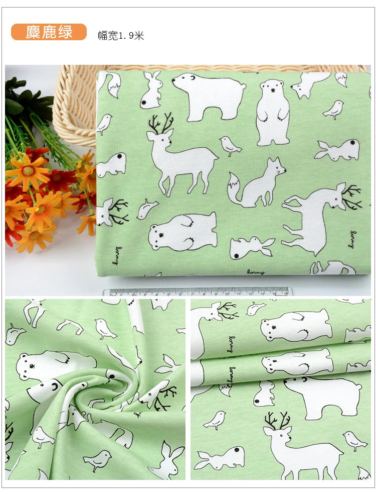 100% Cotton Knitted Print Fabric | 185 g/m² | 90×50cm | Baby Clothes, Bedding & Pajamas