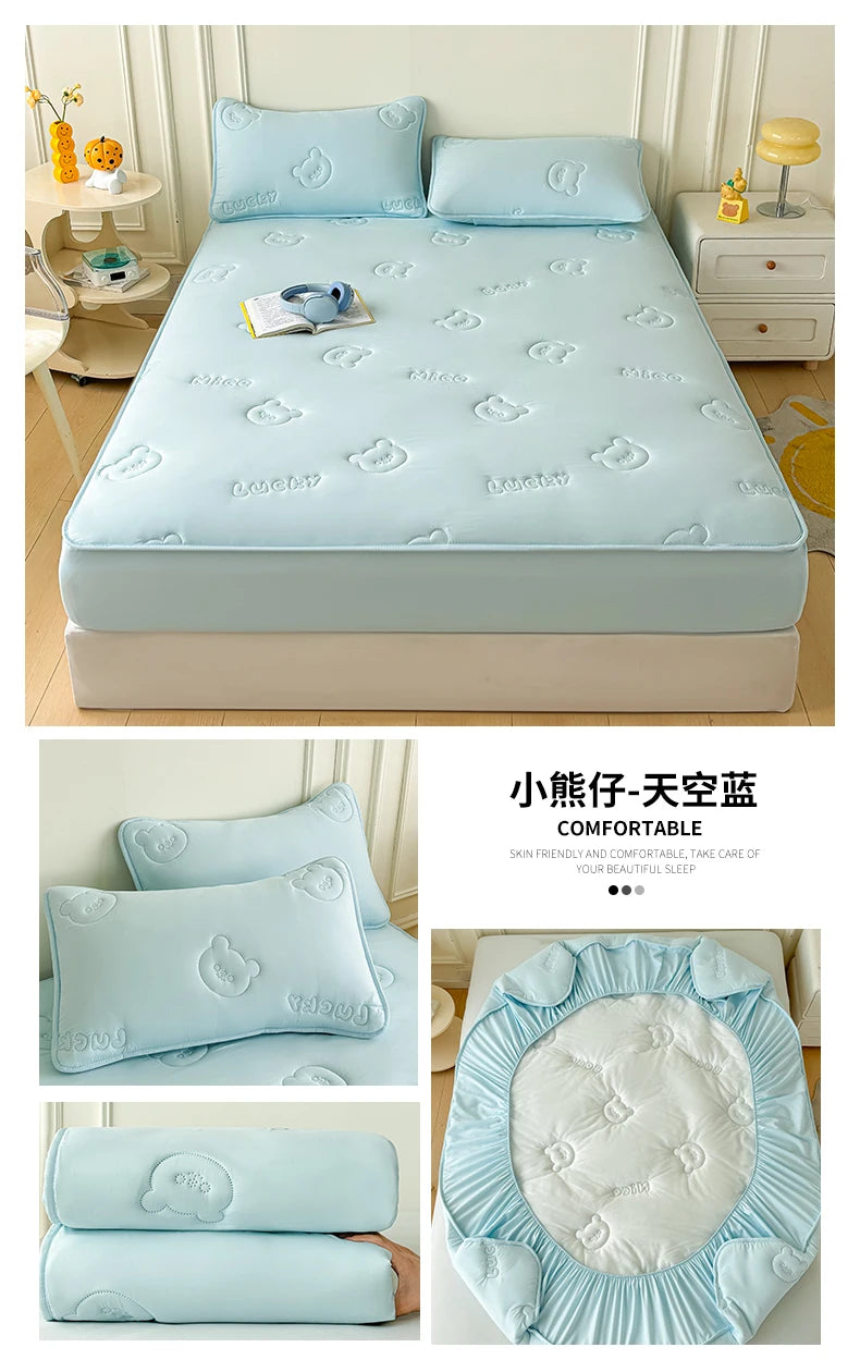 Ultrasonic Quilted Waterproof Mattress Protector – TPU, Anti-Mite, Baby-Safe, 6 Sizes