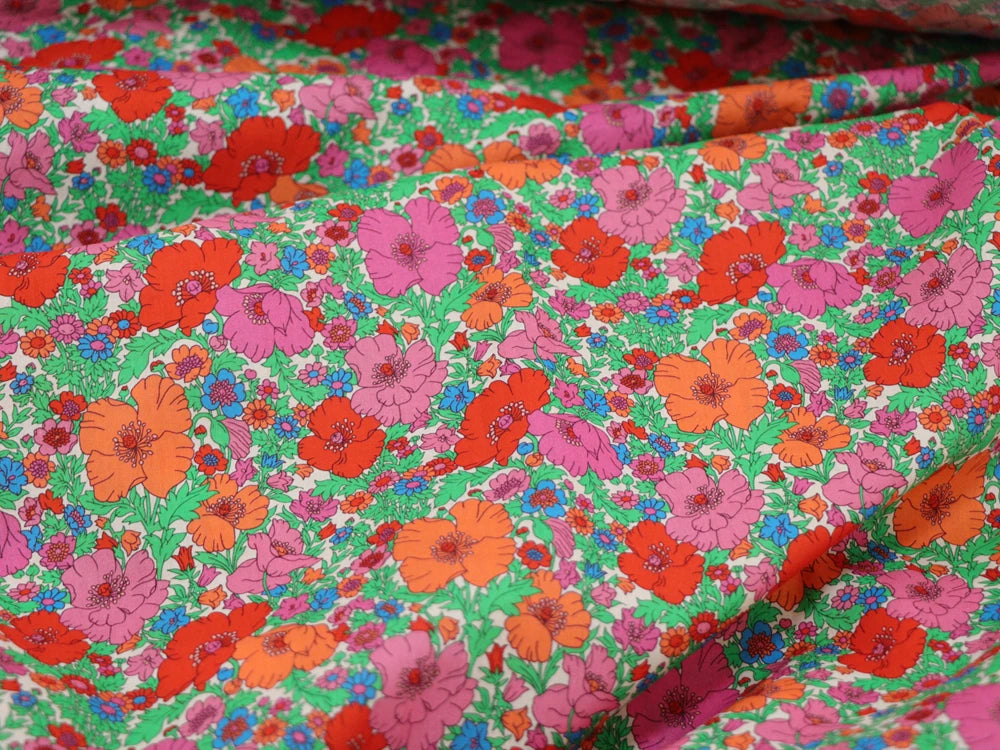 80s Count Floral Digital Print 100% Cotton Fabric – 55" Wide | Dresses, Skirts & Quilting (Sold by the Half Meter)